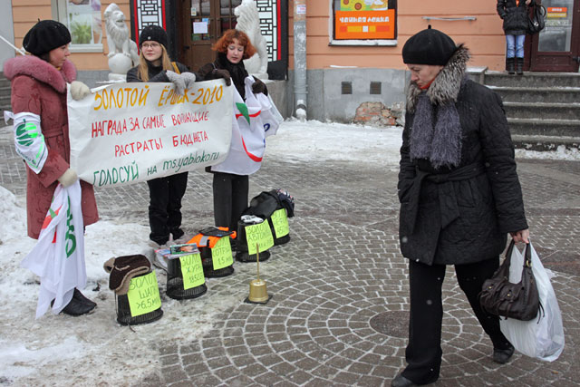 Активисты "Молодежного яблока" показали горожанам растраты чиновников на выставке (фото)