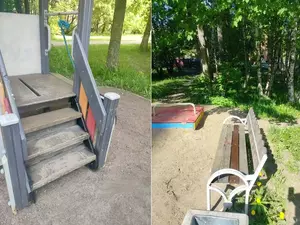 Депутат ЗакСа Гарнец похвалился заменой доски в скамейке
